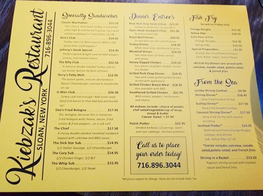 Menu photo 2 Kiebzak's Restaurant Buffalo, NY Menu photo 2 Kiebzak's Restaurant Buffalo, NY