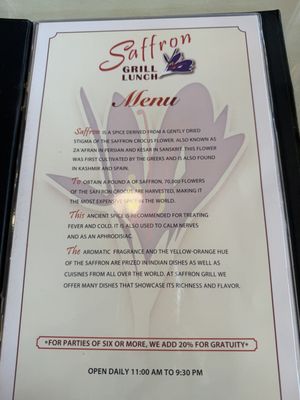 Menu photo 2 Saffron Grill Seattle, WA Menu photo 2 Saffron Grill Seattle, WA
