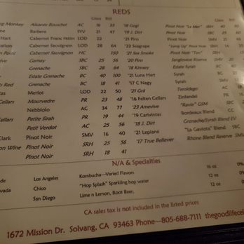 The Good Life - Menu - Wine Bars Near Me - Solvang, California The Good Life - Menu - Wine Bars Near Me - Solvang, California