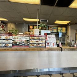 Chris' Burgers - Front counter and menu