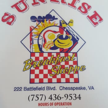 Sunrise Breakfast Shoppe - The Menu! - Breakfast & Brunch Near Me - Chesapeake, Virginia Sunrise Breakfast Shoppe - The Menu! - Breakfast & Brunch Near Me - Chesapeake, Virginia