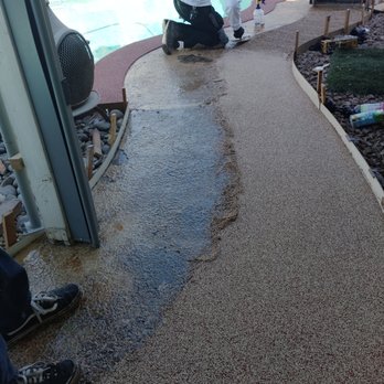 Pebble Stone Coatings - Playing aquiflex around our pool deck - Masonry/Concrete Near Me - Las Vegas, Nevada