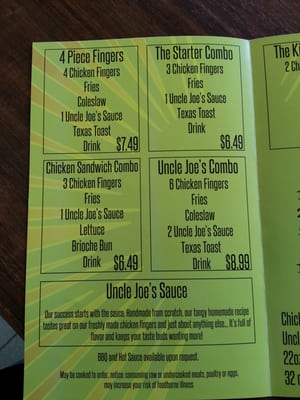 Menu photo 4 Uncle Joe's Chicken Fingers Warren, MI Menu photo 4 Uncle Joe's Chicken Fingers Warren, MI