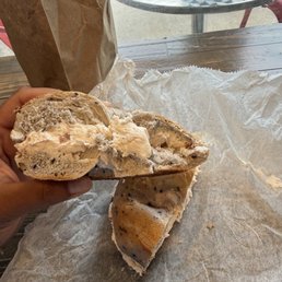 Blueberry bagel with cream cheese