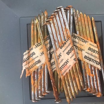 Piney Creek Home Services - Some of the many rusted indoor Nails left over from being used in both projects. Wait ?! Can you use those to build an outdoor project ?! - General Contractors Near Me Piney Creek Home Services - Some of the many rusted indoor Nails left over from being used in both projects. Wait ?! Can you use those to build an outdoor project ?! - General Contractors Near Me