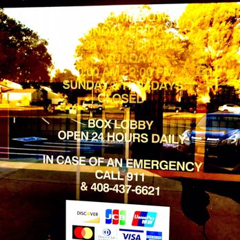 US Post Office - As you can see the "Box Lobby" - Open 24 hours But no. Not open - Post Offices Near Me - San Jose, California
