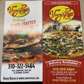 Vinny's Pizza - Old and new menu. - Pizza Near Me - El Segundo, California