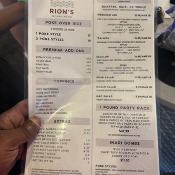 Rion's Ocean Room - Menu - Poke Near Me - Orlando, Florida Rion's Ocean Room - Menu - Poke Near Me - Orlando, Florida