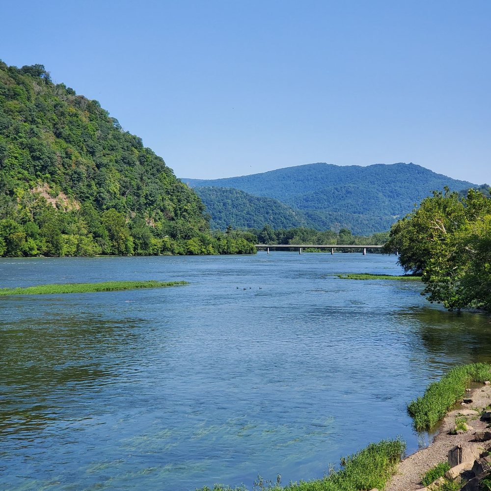 Bluestone Dam - The New River flowing into town from the dam release. - Landmarks & Historical Buildings Near Me - Hinton, West Virginia Bluestone Dam - The New River flowing into town from the dam release. - Landmarks & Historical Buildings Near Me - Hinton, West Virginia