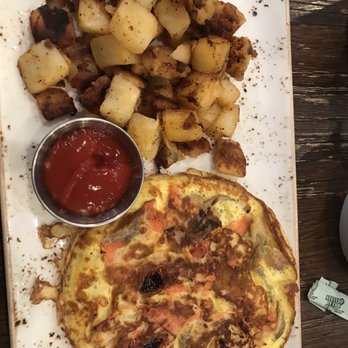 First Watch - Smoked salmon frittata (without cheese or the chive cream). YUM. - American Near Me - Laurel, Maryland