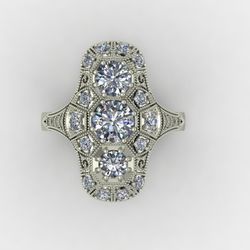 Toodie's Fine Jewelry - CAD Rendering (Vintage Design, Customers Diamonds used)