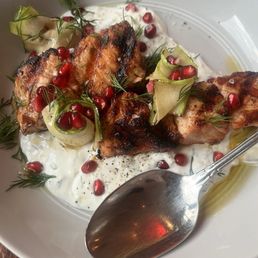 Salmon with pomegranate seeds