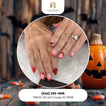 Nail Aura - A little orange, a little mystery -- the perfect Halloween combo. Chic enough for everyday wear but festive enough for spooky season. - Nail Salons Near Me - Longs, South Carolina Nail Aura - A little orange, a little mystery -- the perfect Halloween combo. Chic enough for everyday wear but festive enough for spooky season. - Nail Salons Near Me - Longs, South Carolina