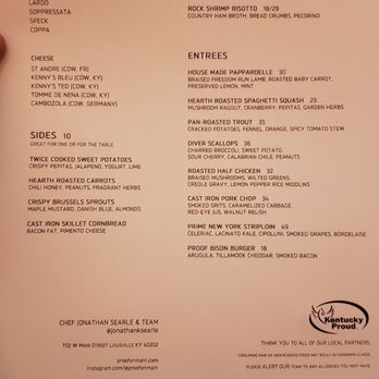 Proof on Main - Menu - New American Near Me - Louisville, Kentucky Proof on Main - Menu - New American Near Me - Louisville, Kentucky