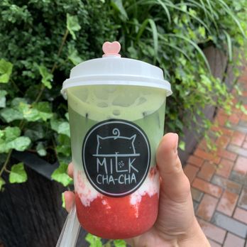 Milk Cha-Cha - Matcha and strawberry swirl - Bubble Tea Near Me - Charlotte, North Carolina Milk Cha-Cha - Matcha and strawberry swirl - Bubble Tea Near Me - Charlotte, North Carolina