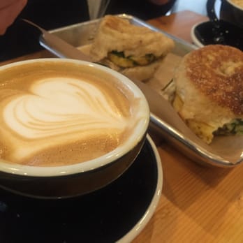Bibble & Sip - Lavender latte with almond milk and egg white sandwich - Coffee & Tea Near Me - New York, New York