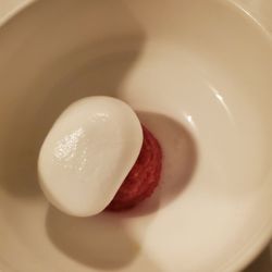 1894 Restaurant - Hibiscus granite with a white wine foam - I would bring the granite home in a gallon container- this is a palate cleanser - so good!