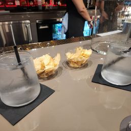 Complimentary water and chips. Such a cute touch. Complimentary water and chips. Such a cute touch.