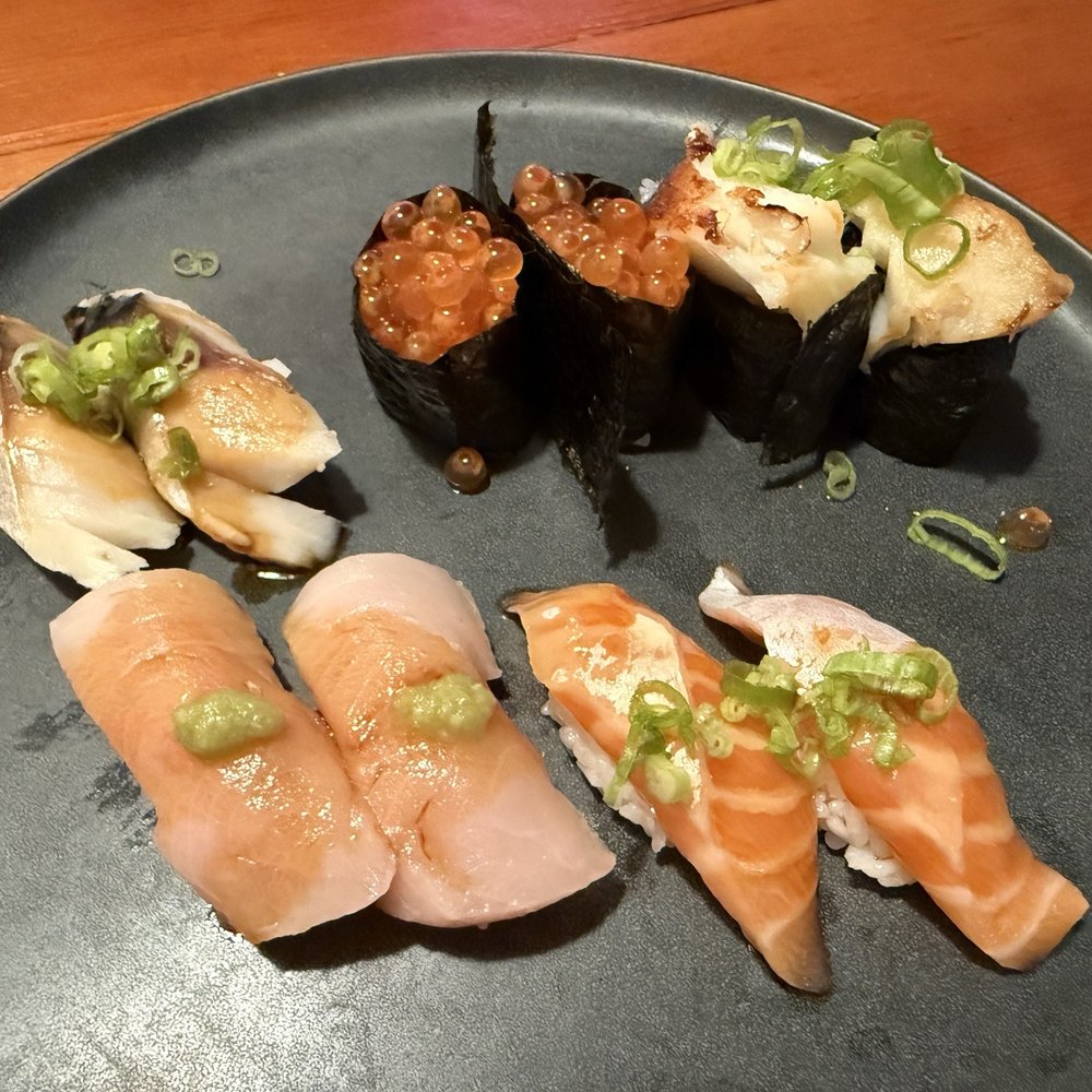 DAI Sushi - Mackerel, Salmon Roe, 10. Miso Black Cod, Yellowtail, 5. Salmon Belly - Japanese Near Me - Westminster, California
