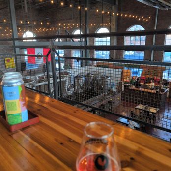 Roundhead Brewing - Enjoying an after work beer in the 21+ upper level - Breweries Near Me - Boston, Massachusetts