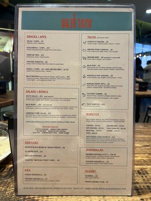 Menu photo 2 Bajo Taco Nashville, TN Menu photo 2 Bajo Taco Nashville, TN