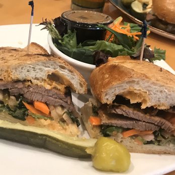 Jack's Urban Eats - $9.95 Bahn Mi and an added $2.25 Side Salad with House-Made Vinaigrette, comes with a pickle spear and a Pepperoncini! - American Near Me - Rancho Cordova, California