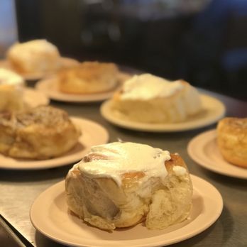 Boom's Drive-In - Fresh Caramel and Cream Cheese Frosted Cinnamon Rolls - American Near Me - Wagner, South Dakota Boom's Drive-In - Fresh Caramel and Cream Cheese Frosted Cinnamon Rolls - American Near Me - Wagner, South Dakota