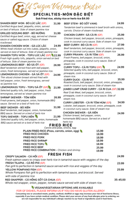 Menu photo 2 Old Saigon Vietnamese Bistro Austin, TX Menu photo 2 Old Saigon Vietnamese Bistro Austin, TX