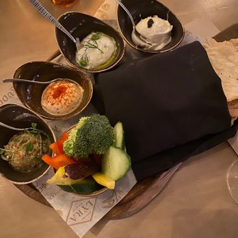 LÝRA - Tzatziki, Spicy Feta, Charred Eggplant and Toasted Pine Nut, Tarama with Black Caviar - Greek Near Me - Chicago, Illinois LÝRA - Tzatziki, Spicy Feta, Charred Eggplant and Toasted Pine Nut, Tarama with Black Caviar - Greek Near Me - Chicago, Illinois