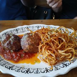 Pastina - The most tender meatballs and shoestring potatoes appetizer. Absolutely delicious