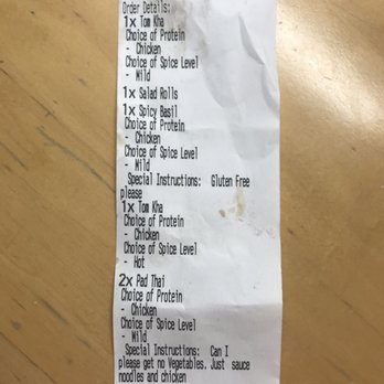 Thai Lemon - Receipt showing our order - Thai Near Me - West Linn, Oregon Thai Lemon - Receipt showing our order - Thai Near Me - West Linn, Oregon