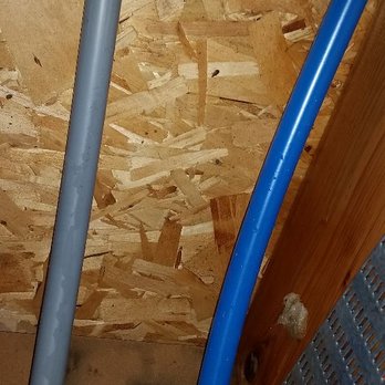 Ideal Plumbing - On the left old polybutylene water line, on the right new PEX water line. This was a whole house repipe - Plumbing Near Me Ideal Plumbing - On the left old polybutylene water line, on the right new PEX water line. This was a whole house repipe - Plumbing Near Me