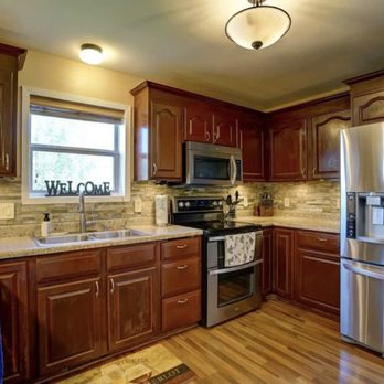 Modern Handymen - Another stone backsplash installation with under cabinet lighting. - Handyman Near Me Modern Handymen - Another stone backsplash installation with under cabinet lighting. - Handyman Near Me