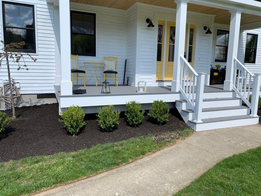 Spring Design and Plants Install - Beautiful install! New boxwoods and Weeping Cherry tree matching the black enhanced quality mulch. What a great project it was and came out beautiful! We have the before pictures to show as well! We are the pro and customer satisfaction is our priority! Spring Design and Plants Install - Beautiful install! New boxwoods and Weeping Cherry tree matching the black enhanced quality mulch. What a great project it was and came out beautiful! We have the before pictures to show as well! We are the pro and customer satisfaction is our priority!