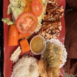 Combination plate with chicken teriyaki & tempura