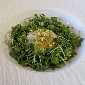 Les Petites Canailles - @endoedibles on Instagram 05/09/26 Peas All Around - Pea Purée, Pea Salad, 64 Egg, Green Garlic - French Near Me - Paso Robles, California