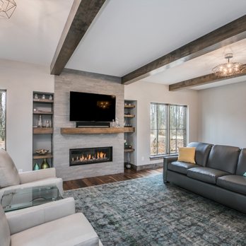 Gabor Design Build - a living room with a fireplace - General Contractors Near Me - Germantown, Wisconsin