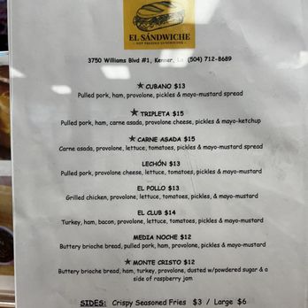 El Sándwiche - Menu - Sandwiches Near Me - Kenner, Louisiana El Sándwiche - Menu - Sandwiches Near Me - Kenner, Louisiana