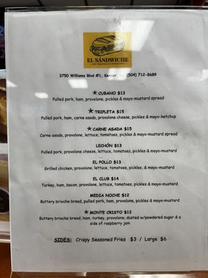 Menu photo 2 El Sándwiche Kenner, LA Menu photo 2 El Sándwiche Kenner, LA