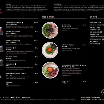 Kajiken - Menu - Ramen Near Me - Dublin, California