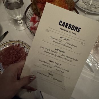 Carbone - Big group menu - Italian Near Me - New York, New York