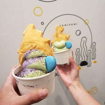 Somisomi - Matcha & Ube swirl Ah-Boong with macaroon - Desserts Near Me - Cupertino, California Somisomi - Matcha & Ube swirl Ah-Boong with macaroon - Desserts Near Me - Cupertino, California