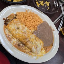 Green Burrito - Beef Fajita Burrito with beans and rice