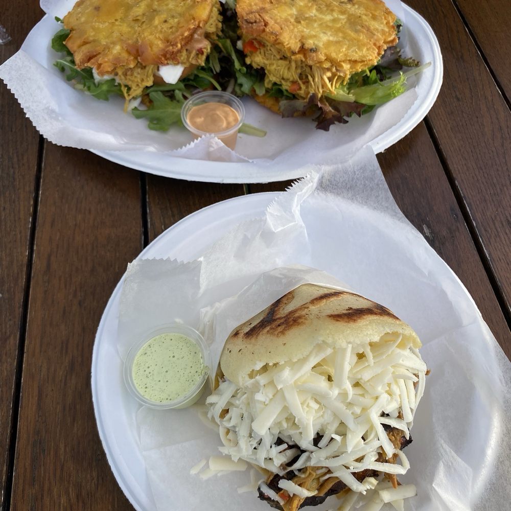 Ukelele Foods - SHREDDED CHICKEN PATACON PABELLON AREPA - Food Trucks Near Me - Delray Beach, Florida Ukelele Foods - SHREDDED CHICKEN PATACON PABELLON AREPA - Food Trucks Near Me - Delray Beach, Florida
