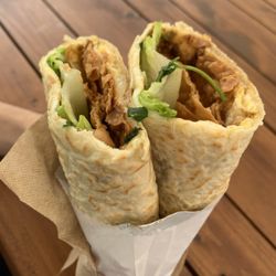Bing Mi - Classic. (egg, scallions, cilantro, veggies, fried cracker). Big, filling, and tasty. Yum.