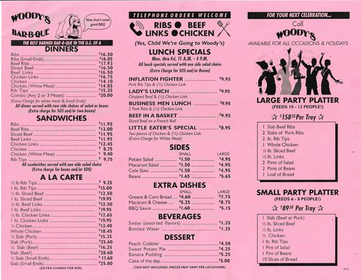 Menu photo 8 Woody's Bar-B-Que Inglewood, CA