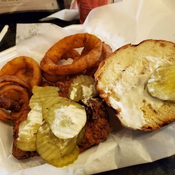 Farmer's Grandson EATERY - Fried chicken with dill pickles and onion rings - American Near Me - Eagan, Minnesota