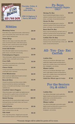 Menu photo 3 Cuevas Fish House Purvis, MS
