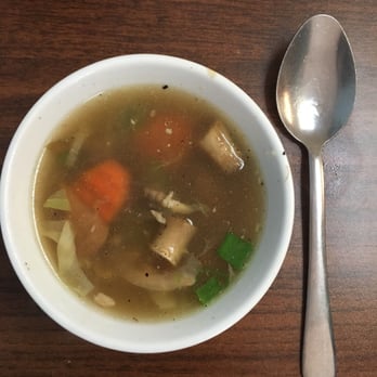 Mahnin Asian Restaurant - Chicken broth soup that comes with all meals...just a great appetizer! - Burmese Near Me - Fort Wayne, Indiana Mahnin Asian Restaurant - Chicken broth soup that comes with all meals...just a great appetizer! - Burmese Near Me - Fort Wayne, Indiana