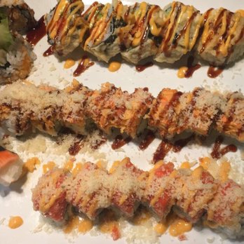 Kumo Sushi - Top: Vegas roll.  Middle: fantasy girl roll  Bottom: dancing tuna roll - Sushi Bars Near Me - Rochester, Minnesota